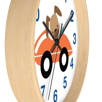 Kids Wall Clock Transport Doggy Driving Car, Large Clock Silent No Ticking, Nursery Wall Clock, Childrens Wall Clock, Kids Bedroom Wall Decor, Nursery Wall Decor, Made in the USA | Pippa + June