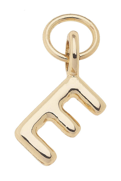 Gold E mini initial charm for jewelry gift from Magnolias Home Decor