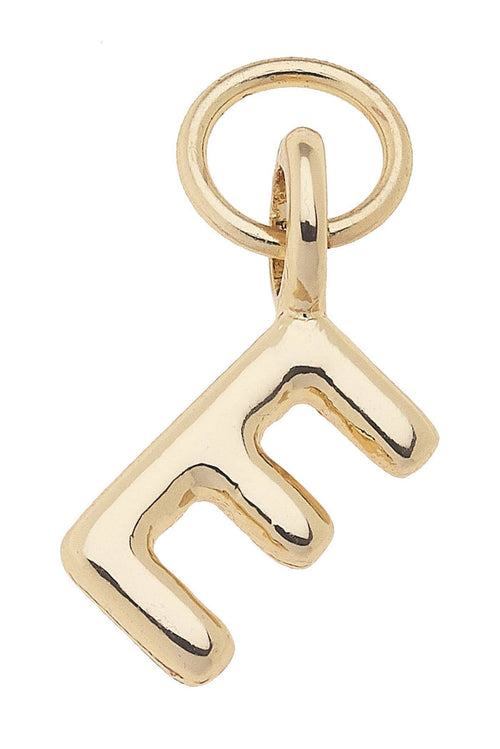 Gold E mini initial charm for jewelry gift from Magnolias Home Decor