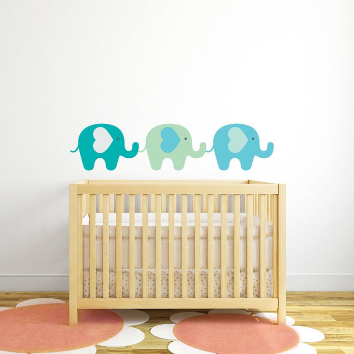 Boys Wall Decals Elephants Blue, Nursery Wall Stickers, Nursery Decor & Accessories | Pippa + June
