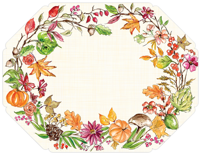 Paper fall flora die cut placemats 13 x 17 inch set of 10 for cottagecore seasonal entertaining from Magnolias Home Decor