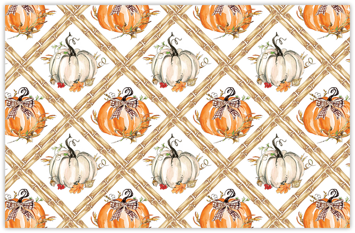 Paper fall pumpkins trellis placemats set of 10 for traditional seasonal fall entertaining from Magnolias Home Decor