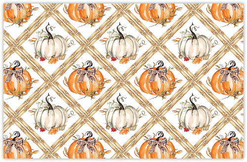 Paper fall pumpkins trellis placemats set of 10 for traditional seasonal fall entertaining from Magnolias Home Decor