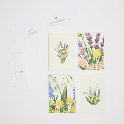 Flower Bouquets Assorted Greeting Cards - Set of 4