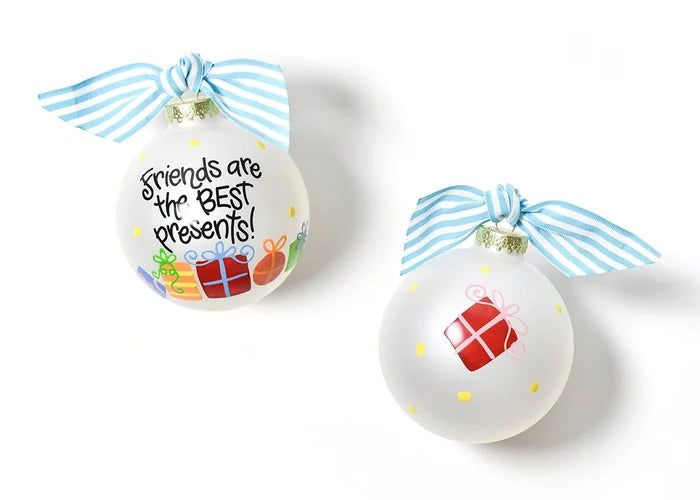 Friends Are The Best Present Glass Ornament