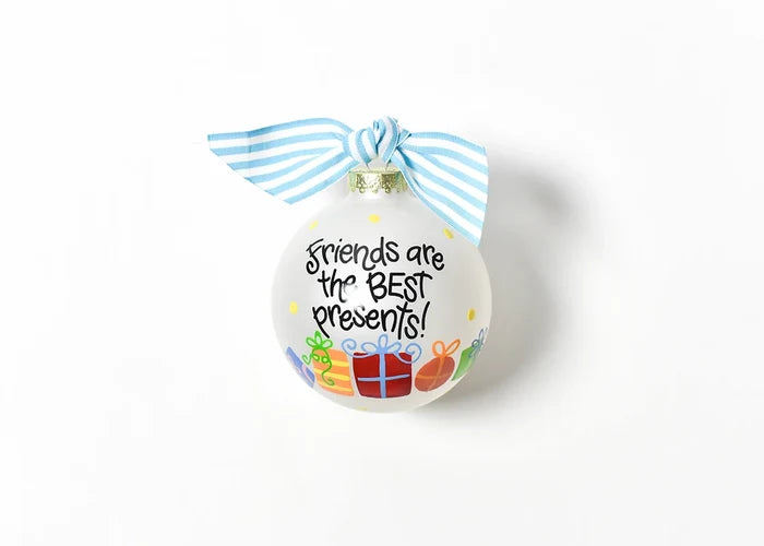 Friends Are The Best Present Glass Ornament