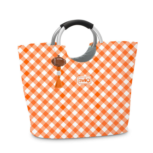 Gameday Gingham Orange & White Tote Bag