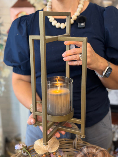 Gold Metal Lantern Candleholder