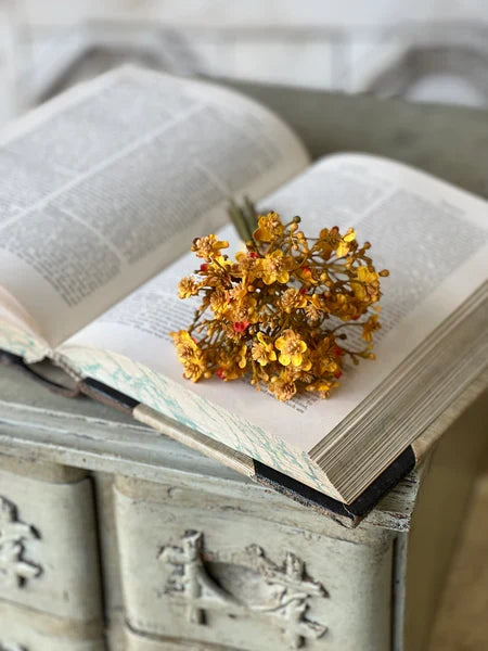 Silk golden emmeline bloom berry bundle 8 inch for farmhouse cottagecore fall home decor from Magnolias Home Decor