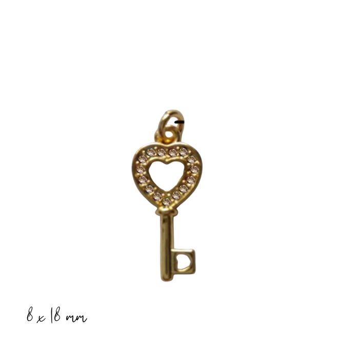 Gold heart key charm for jewelry gift from Magnolias Home Decor
