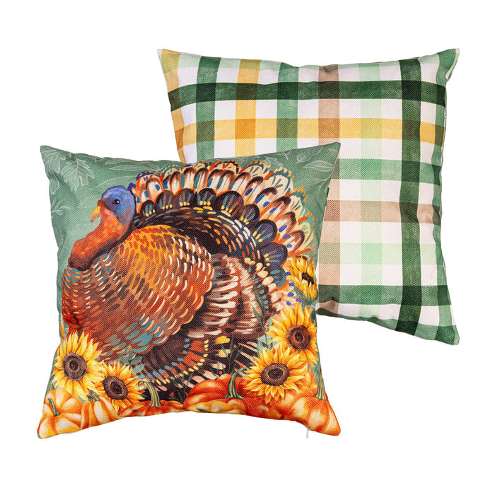 Polyester grateful gatherings turkey interchangeable pillow cover 18 inch outdoor safe for farmhouse traditional fall home decor from Magnolias Home Decor