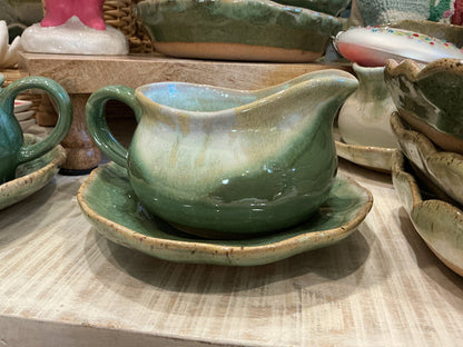 Gravy Boat & Saucer Set - Matcha Leaf