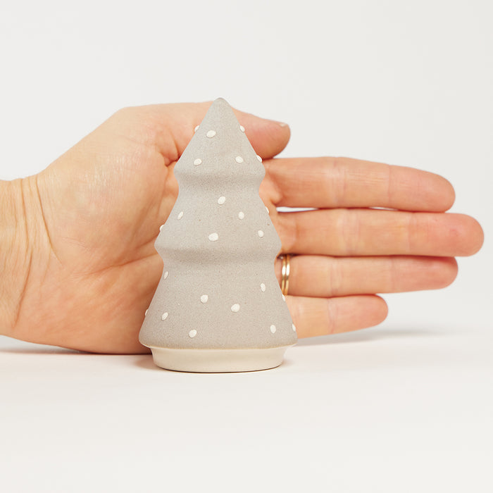 Gray & White Painted Ceramic Christmas Tree