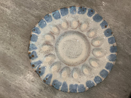 Handcrafted Egg Platter - Blue Willow