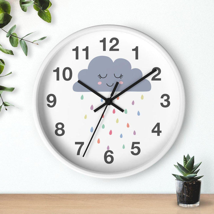 Nursery Wall Clock No Ticking Rainbow Clouds, Kids Wall Clock, Nursery Large Wall Clock, Silent Nursery Wall Clock, Kids Wall Decor | Pippa + June
