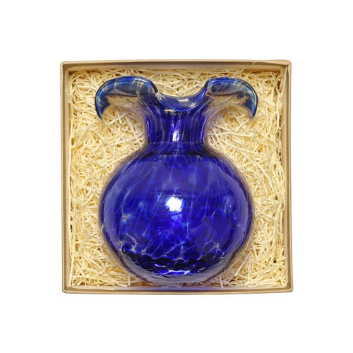 Hibiscus Fluted Cobalt Tortoiseshell Bud Vase