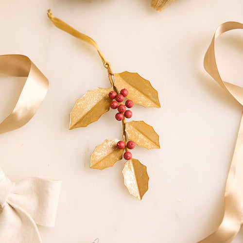 Holly Metal Ornament