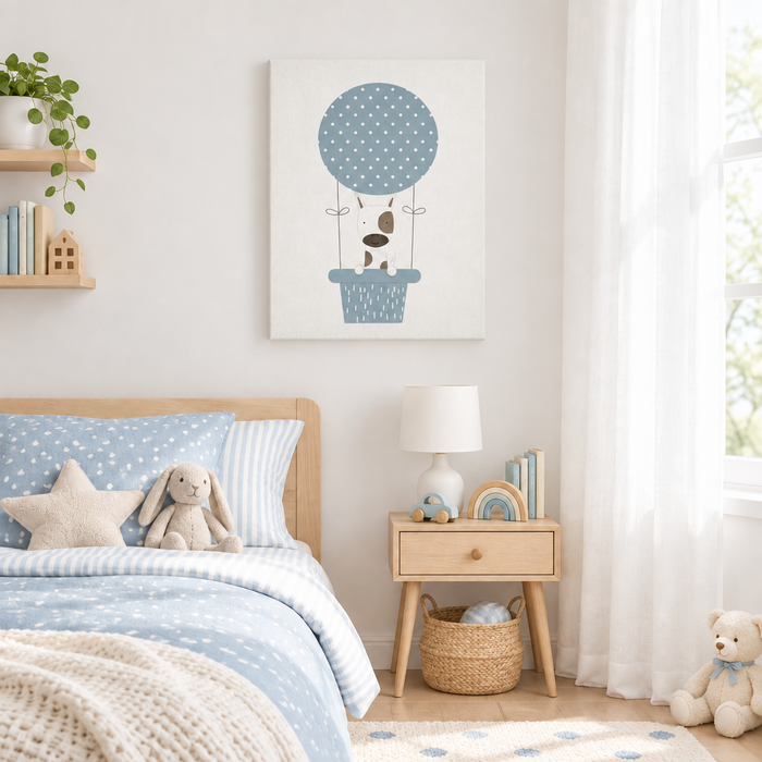 Boys Wall Canvas Art Hot Air Balloon Blue, Nursery Wall Decor, Nursery Wall Art, Boys Bedroom Wall Decor, Baby Wall Decor, Made in the USA | Pippa + June