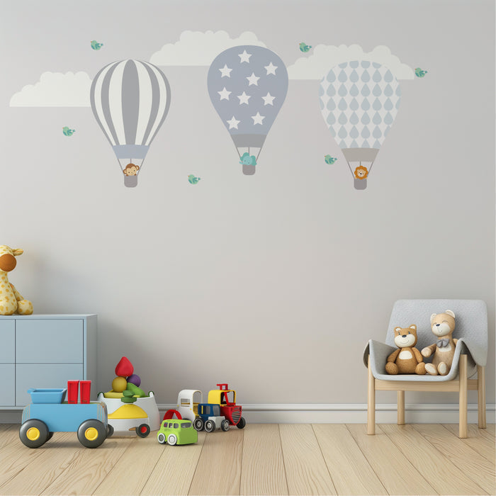 Kids Wall Decals Hot Air Balloons Animals, Kids Wall Stickers, Childrens Wall Decals, Peel and Stick Wall Decals, Removable Wall Decals, Wall Decal for Kids Room, Nursery Wall Decals, Kids Room Wall Decor, Wall Stickers for Kids, Vinyl Wall Decals | Pippa + June