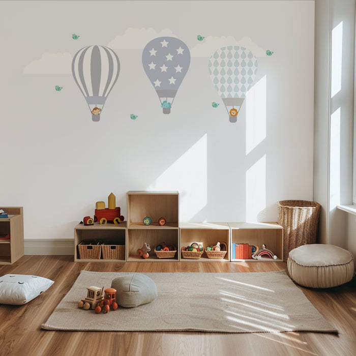 Kids Wall Decals Hot Air Balloons Animals, Kids Wall Stickers, Childrens Wall Decals, Peel and Stick Wall Decals, Removable Wall Decals, Wall Decal for Kids Room, Nursery Wall Decals, Kids Room Wall Decor, Wall Stickers for Kids, Vinyl Wall Decals | Pippa + June