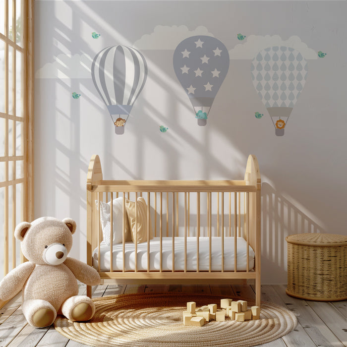 Kids Wall Decals Hot Air Balloons Animals, Kids Wall Stickers, Childrens Wall Decals, Peel and Stick Wall Decals, Removable Wall Decals, Wall Decal for Kids Room, Nursery Wall Decals, Kids Room Wall Decor, Wall Stickers for Kids, Vinyl Wall Decals | Pippa + June