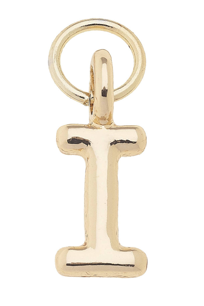 Gold I mini initial charm for jewelry gift from Magnolias Home Decor