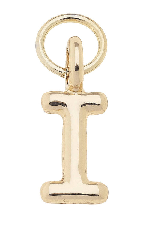 Gold I mini initial charm for jewelry gift from Magnolias Home Decor