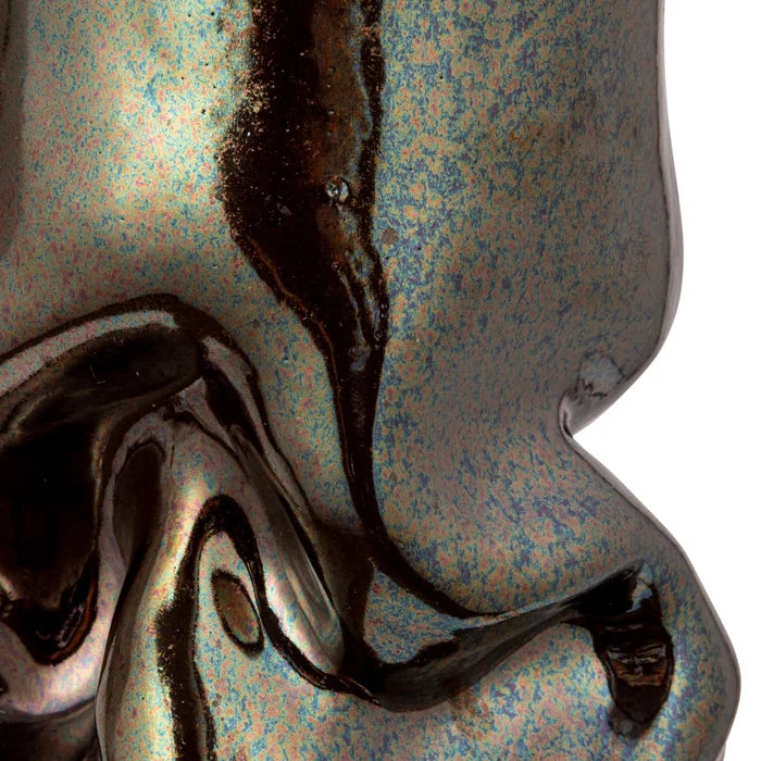 Iridescent Brown Stoneware Organic Shaped Vase