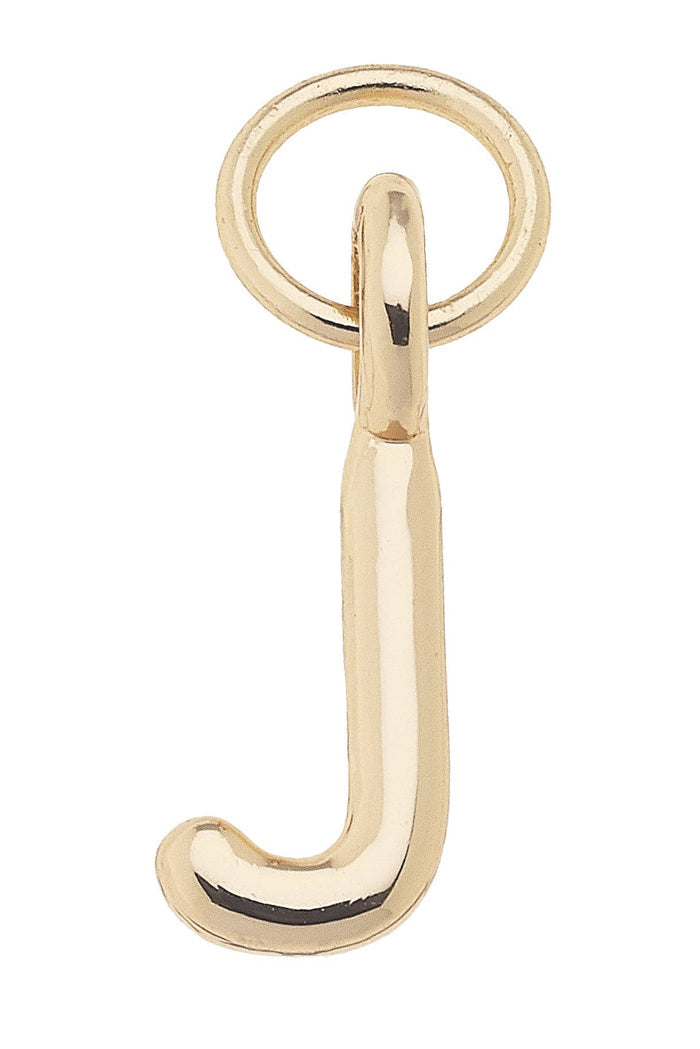 Gold J mini initial charm for jewelry gift from Magnolias Home Decor
