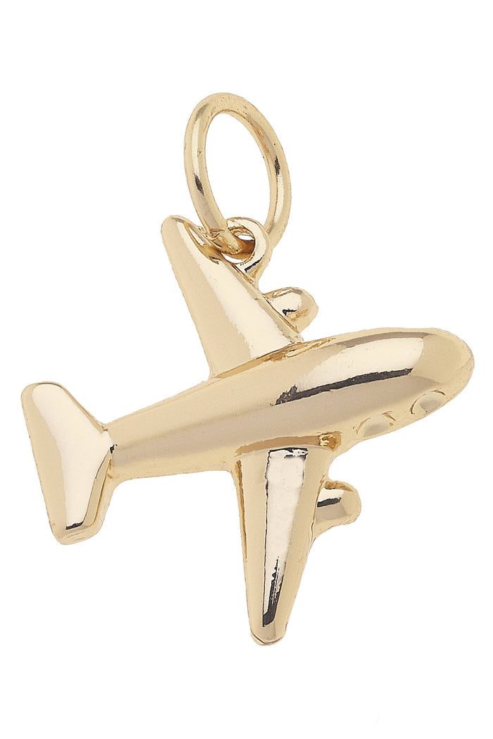 Gold airplane jet setter charm for jewelry gift from Magnolias Home Decor
