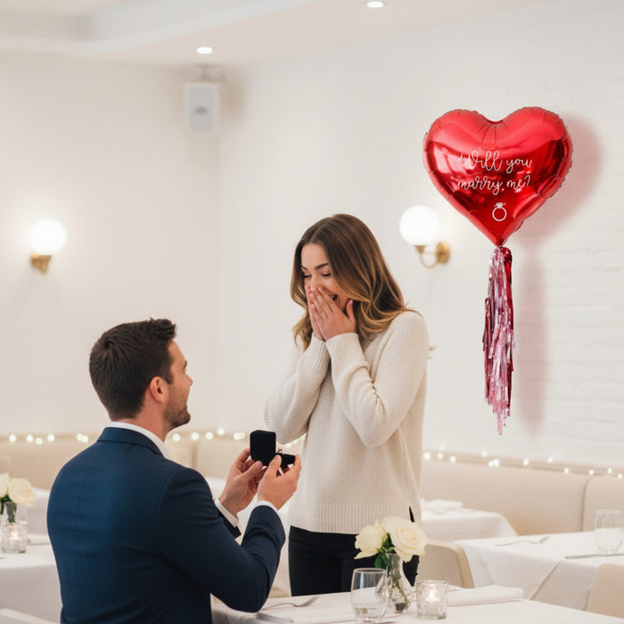 Jumbo Red Heart Proposal Balloon with Decals