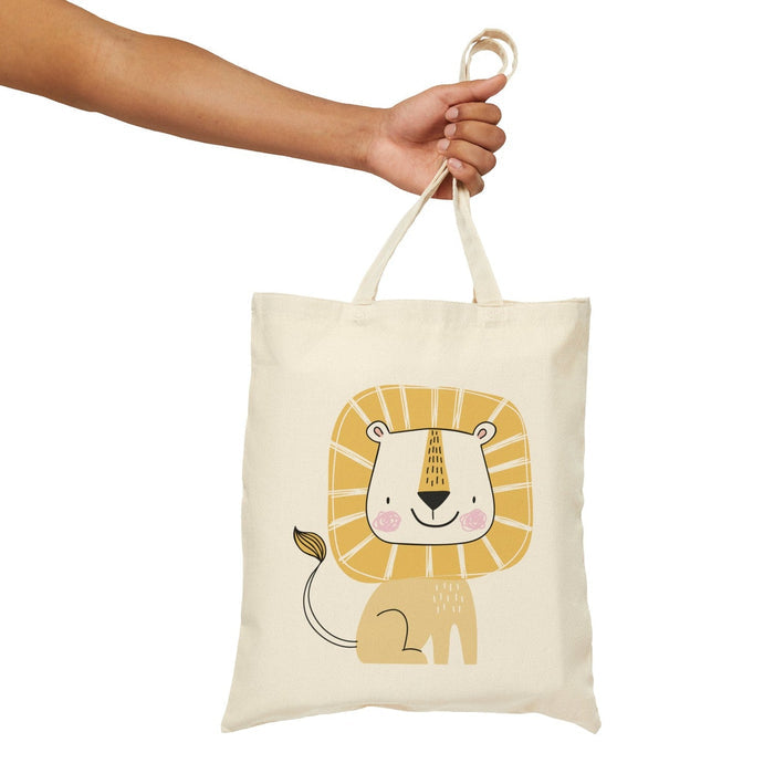 Kids Cotton Canvas Tote Bags Jungle Animal Lion, Gender Neutral, Kids School Bag, Kids Tote Bag, Kids Toddler Tote Bags, Kids Cotton Bags, Kids Reusable Bags, Kids Shopper Bags, Kids Gifts, Made in USA | Pippa + June
