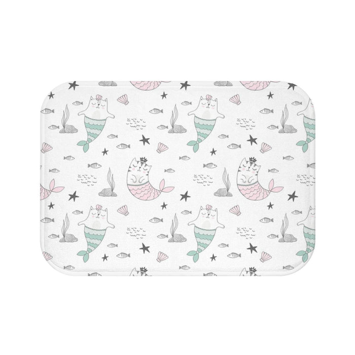 Girls Bath Mat Kitty Cat Mermaids, Girls Bathroom Decor and Accessories, Girls Shower Mat, Made in the USA | Pippa + June
