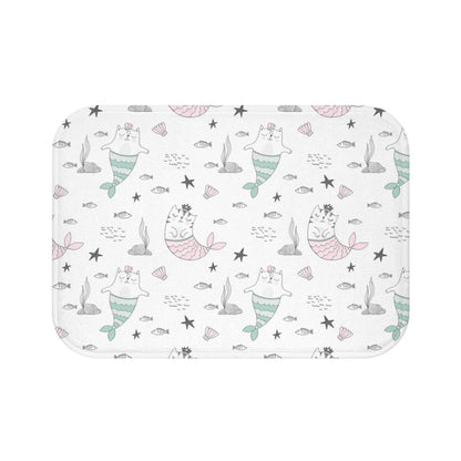 Girls Bath Mat Kitty Cat Mermaids, Girls Bathroom Decor and Accessories, Girls Shower Mat, Made in the USA | Pippa + June