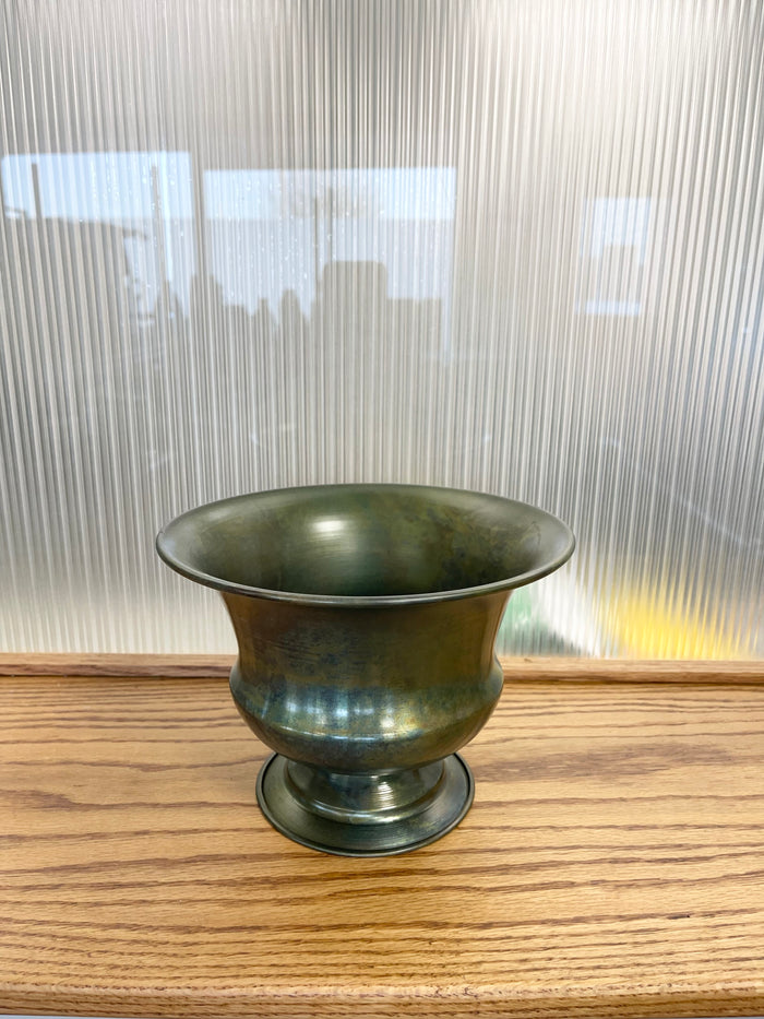 Large Patina Tin Compote Pot