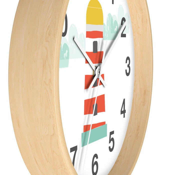 Kids Wall Clock Ocean Lighthouse, Boys Wall Clock, Boys Nursery Wall Clock, Boys Baby Shower Gift, Nautical Wall Clock, Boys Wall Decor, Kids Room Decor, Made in the USA | Pippa + June