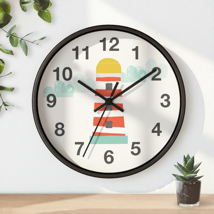 Kids Wall Clock Ocean Lighthouse, Boys Wall Clock, Boys Nursery Wall Clock, Boys Baby Shower Gift, Nautical Wall Clock, Boys Wall Decor, Kids Room Decor, Made in the USA | Pippa + June