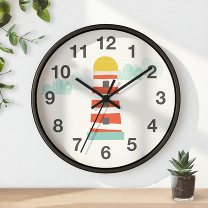 Kids Wall Clock Ocean Lighthouse, Boys Wall Clock, Boys Nursery Wall Clock, Boys Baby Shower Gift, Nautical Wall Clock, Boys Wall Decor, Kids Room Decor, Made in the USA | Pippa + June