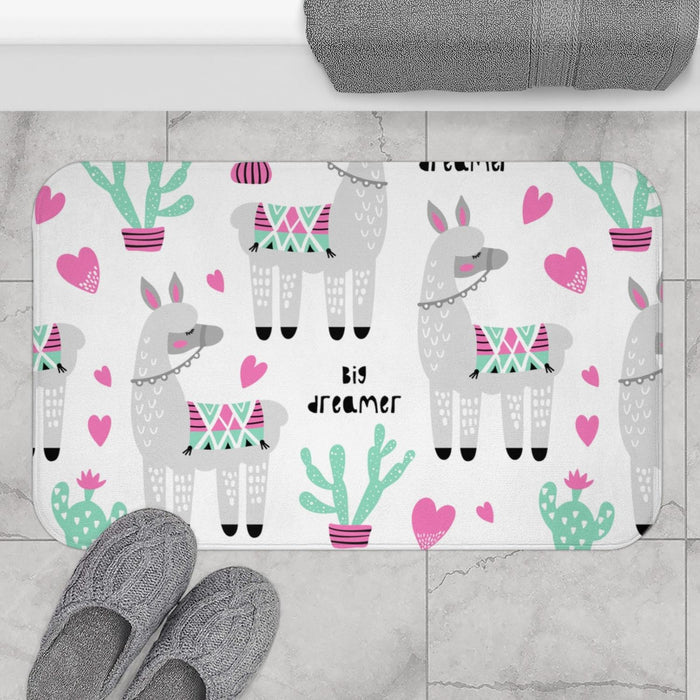 Girls Bath Mat Llamas, Kids Bathroom Decor, Kids Modern Decor | Pippa + June