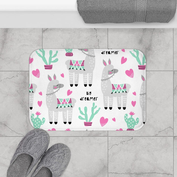 Girls Bath Mat Llamas, Kids Bathroom Decor, Kids Modern Decor | Pippa + June