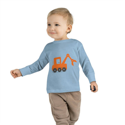 Boys Long Sleeve Cotton Top Transport Construction Truck, Boys Tops, Boys Cotton Tee, Boys Toddler Tops, Boys Clothing, Made in the USA | Pippa + June