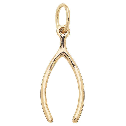 Gold lucky wishbone charm for jewelry gift from Magnolias Home Decor