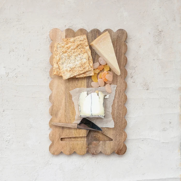 Mango Wood Scalloped Serving Board Set