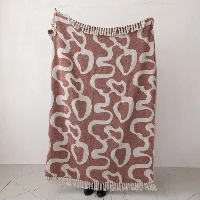 Mauve Abstract Jacquard Throw Blanket