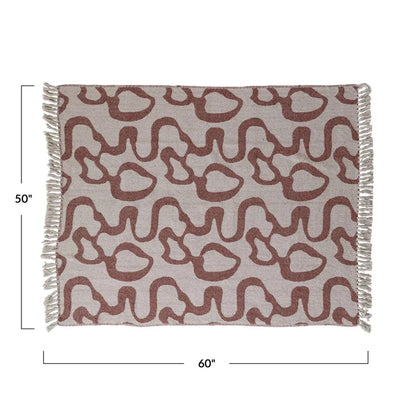 Mauve Abstract Jacquard Throw Blanket