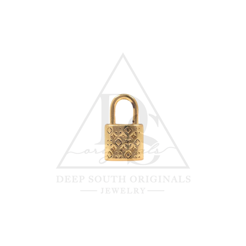 Gold mini lock CZ charm for jewelry gift from Magnolias Home Decor