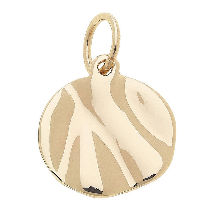 Gold molten metal disc charm for jewelry gift from Magnolias Home Decor