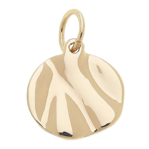 Gold molten metal disc charm for jewelry gift from Magnolias Home Decor