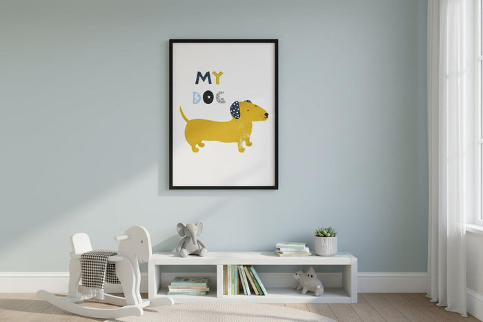 Kids Art Print Modern Cute Doggy, Kids Wall Art, Nursery Art Prints, Kids Wall Decor, Nursery Wall Art, Kids Modern Art Prints, Kids Bedroom Wall Decor, Made in the USA | Pippa + June
