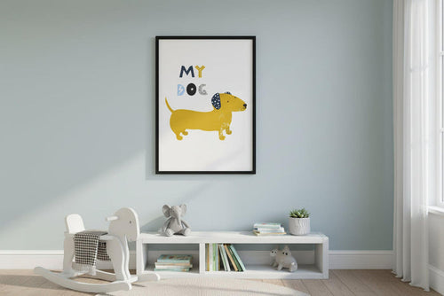 Kids Art Print Modern Cute Doggy, Kids Wall Art, Nursery Art Prints, Kids Wall Decor, Nursery Wall Art, Kids Modern Art Prints, Kids Bedroom Wall Decor, Made in the USA | Pippa + June